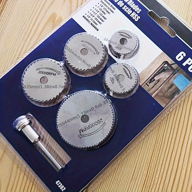 Cordless Rotary Tool Kit Accessories - 6-delige mini-cirkelzaagbladen, HSS-snijschijven, roterende boorgereedschapaccessoires voor