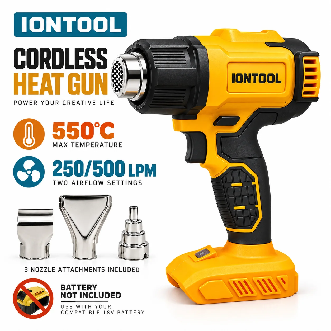 Cordless Heat Gun For Shrink Tubing - IONTOOL draadloze warmtepistool met borstelloze motor,