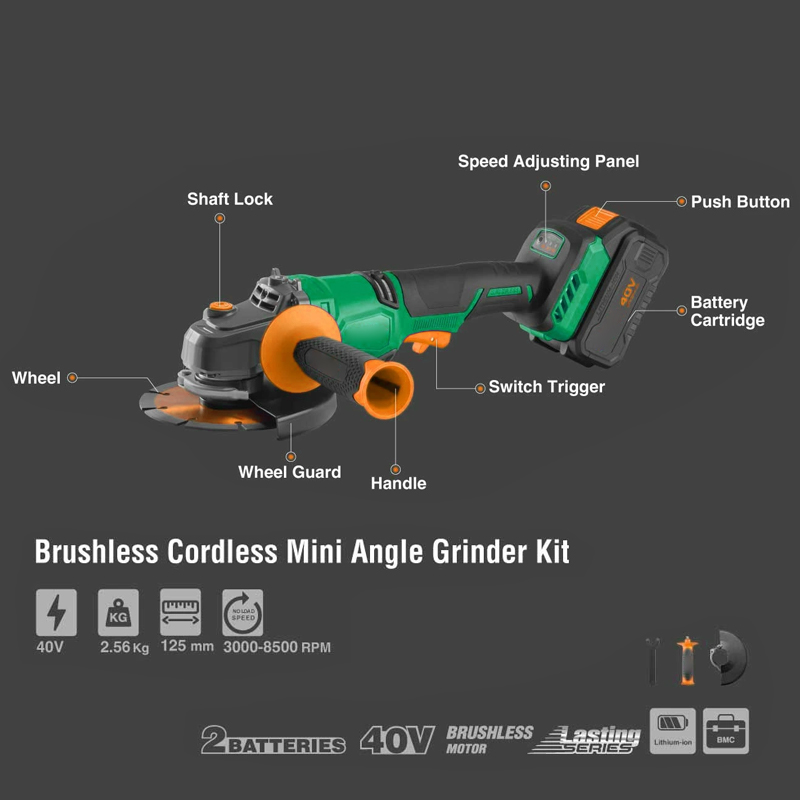 125mm Lithium Accu-slijptol 40 - Brushless Angle Grinder Battery Powered recensie en prijs