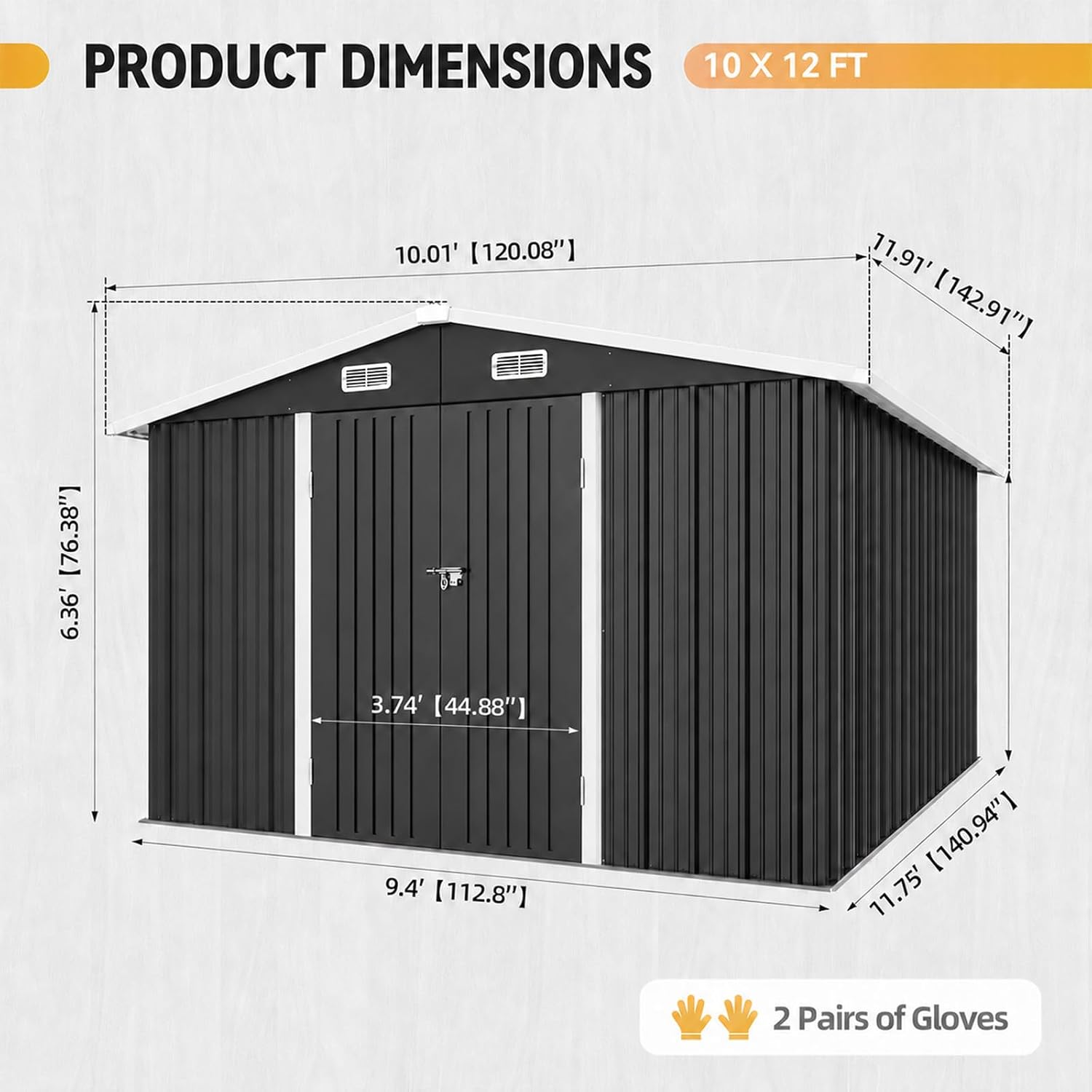 10x12FT metalen buitenshuisber - Garden Tools recensie en prijs