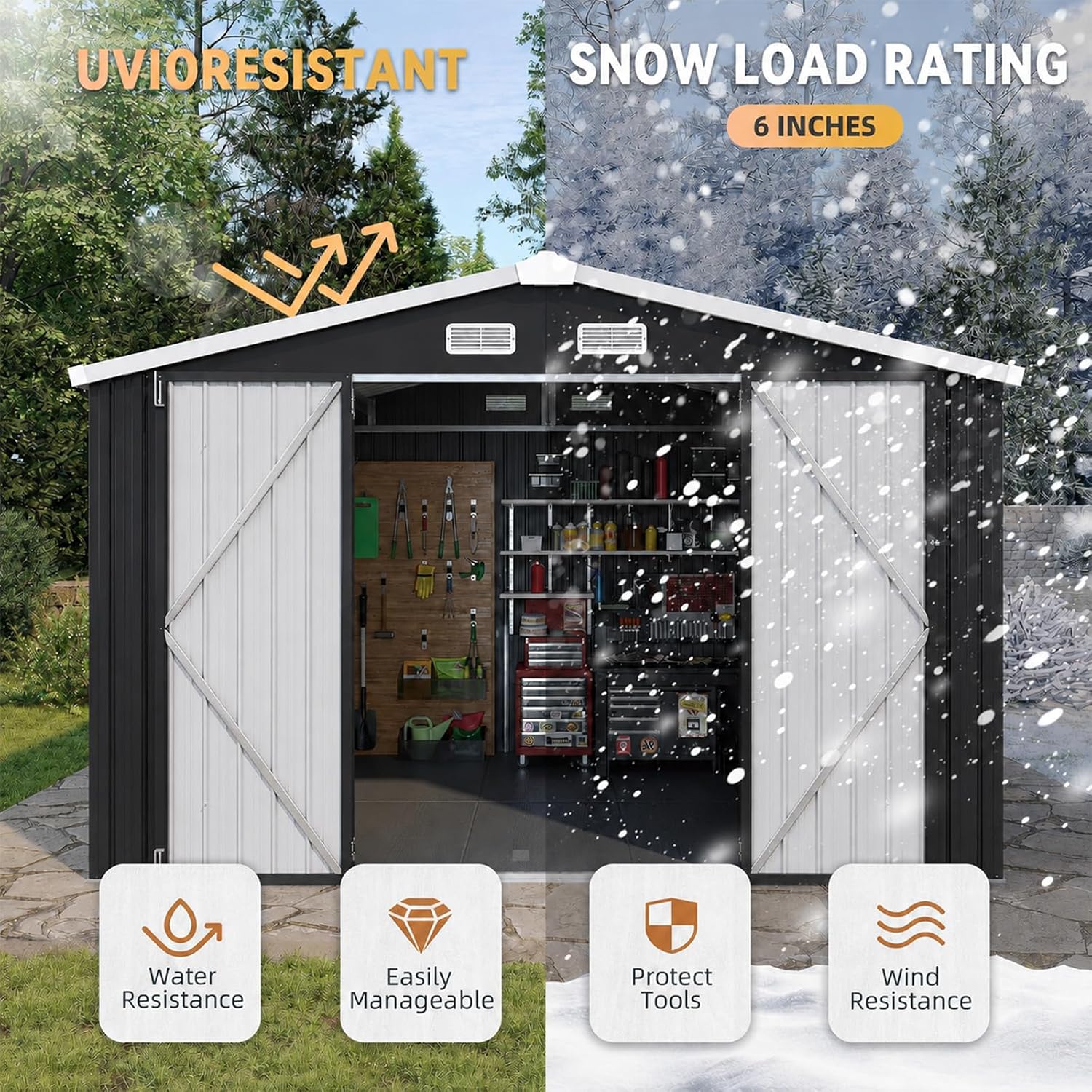 10x12FT metalen buitenshuisber - Garden Tools recensie en prijs